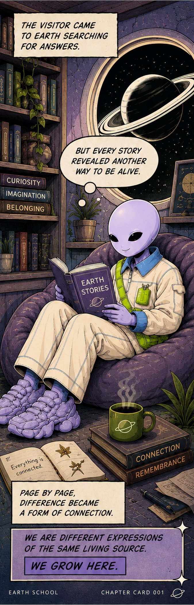 WGH Earth School™ Chapter Card 001 — Friendly Visitor